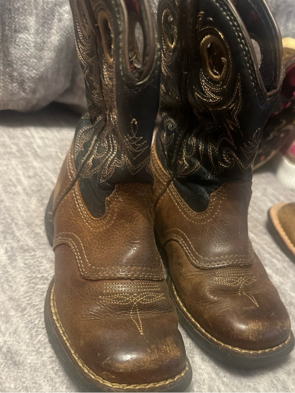 Rocky Brown and Black Kids Western Boots